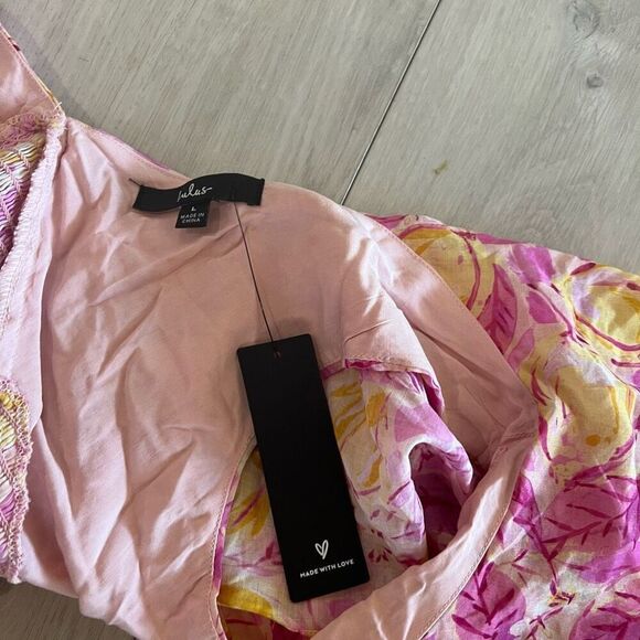 Lulu's Pink and Yellow Floral Ruffle Top - Picture 5 of 6